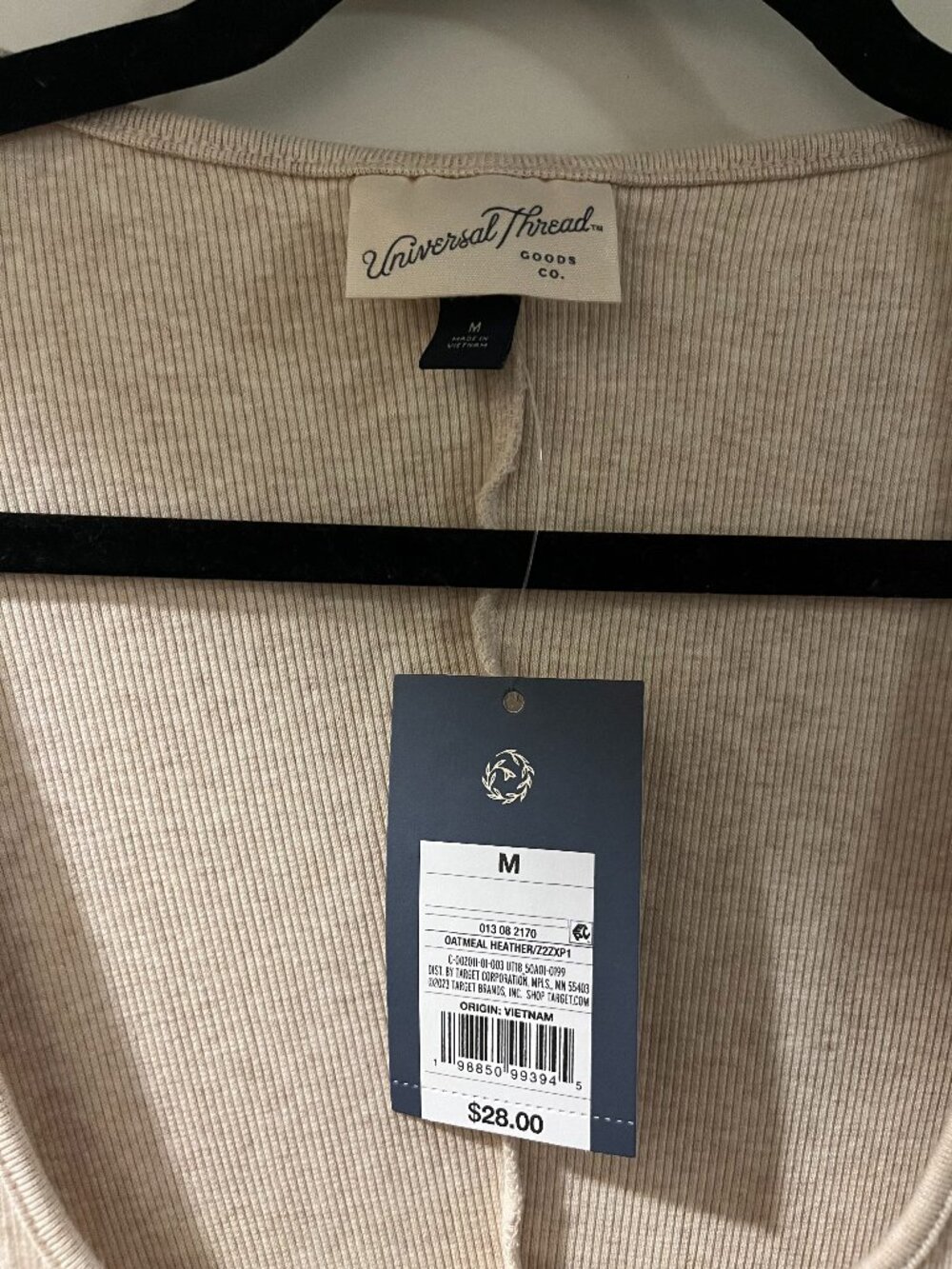 NWT Universal Thread Oatmeal Ribbed Button Front Midi A-Line Dress Medium M